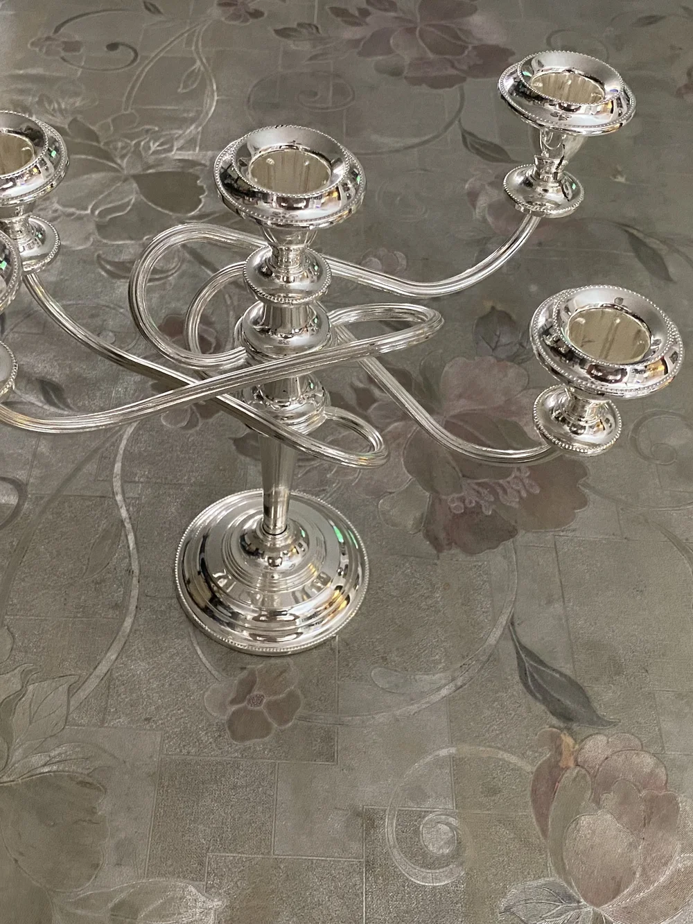 Silver Five-Arm Candelabra - Elegant Home Accent